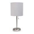 Diamond Sparkle 60W Stick Lamp with USB Charging Port & Fabric Shade - Gray DI2519734